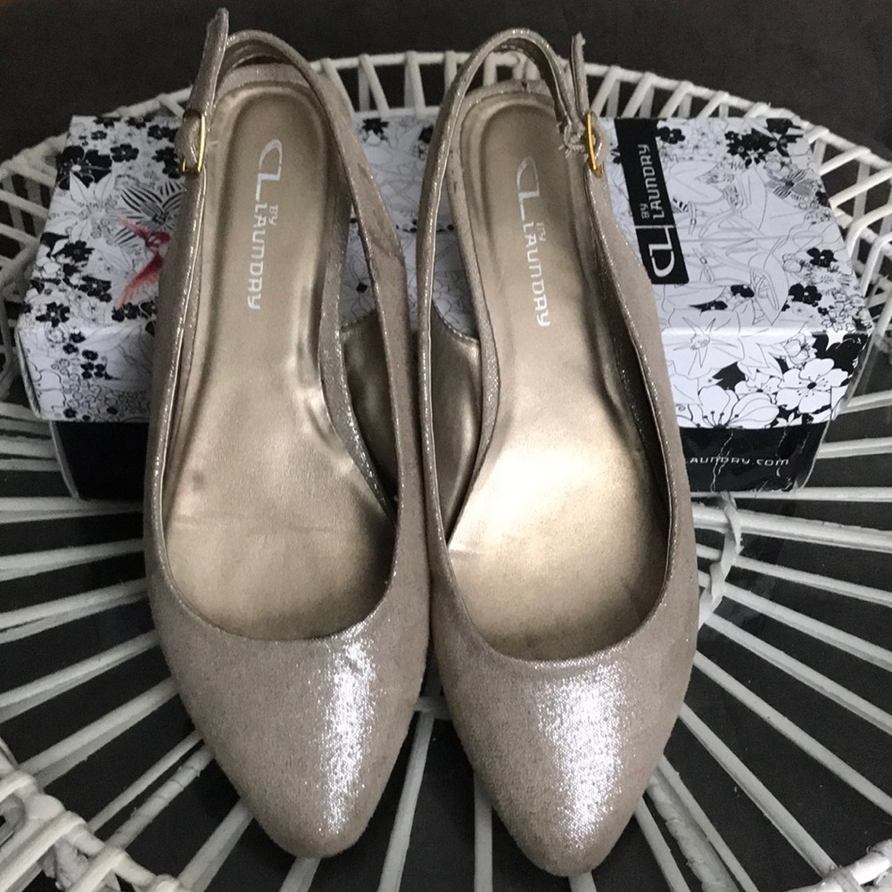CL by Laundry. Gold sling backs
